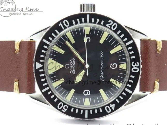 1219 Vintage Seamaster 300 No Date SS B12 Black Dial On Brown Leather Strap A2836 (Free Nylon Strap) Comfortable 7912